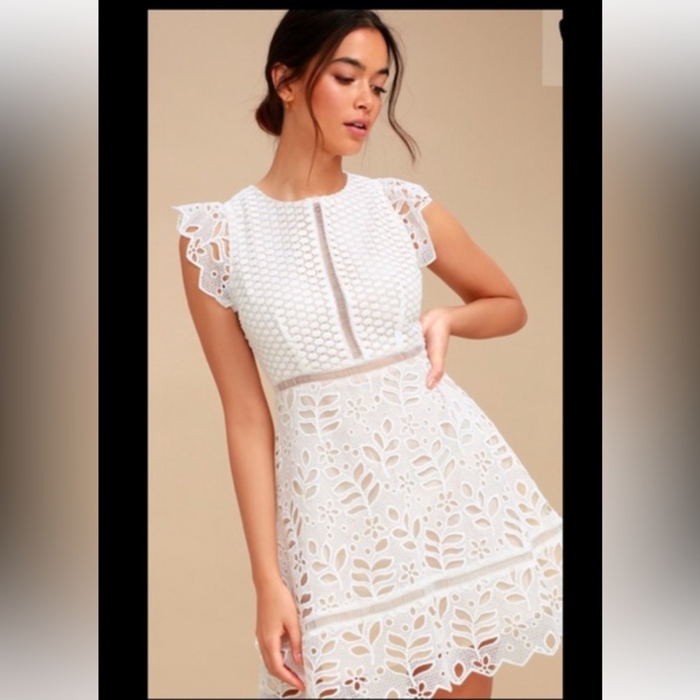 BB Dakota Ariane White Lace Skater Dress